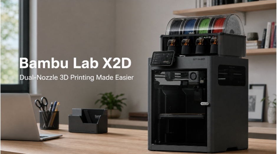 Bambu Lab X2D Puts Dual-Nozzle Multi-Material Printing Within Reach