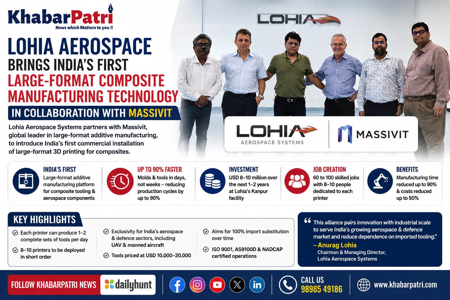 Lohia Aerospace and Massivit Bring Large-Format 3D Printing to India's Aerospace Sector