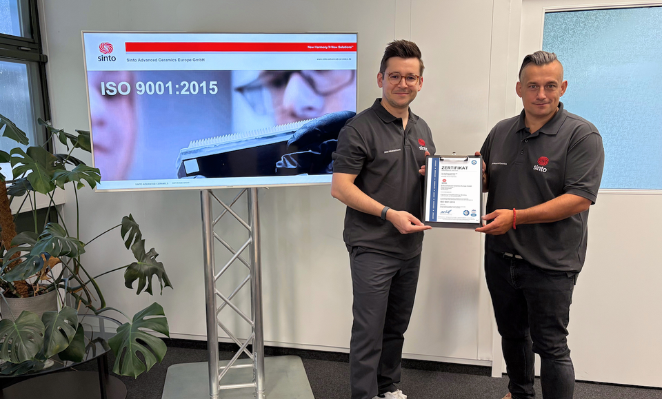 Sinto Advanced Ceramics Earns ISO 9001 Certification for 3D-Printed Components